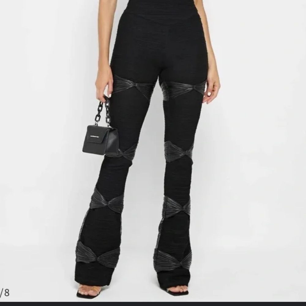 Maniere De Voir Black NWT Flared Mesh Leggings